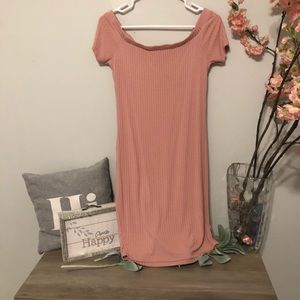 Pink off the shoulder dress